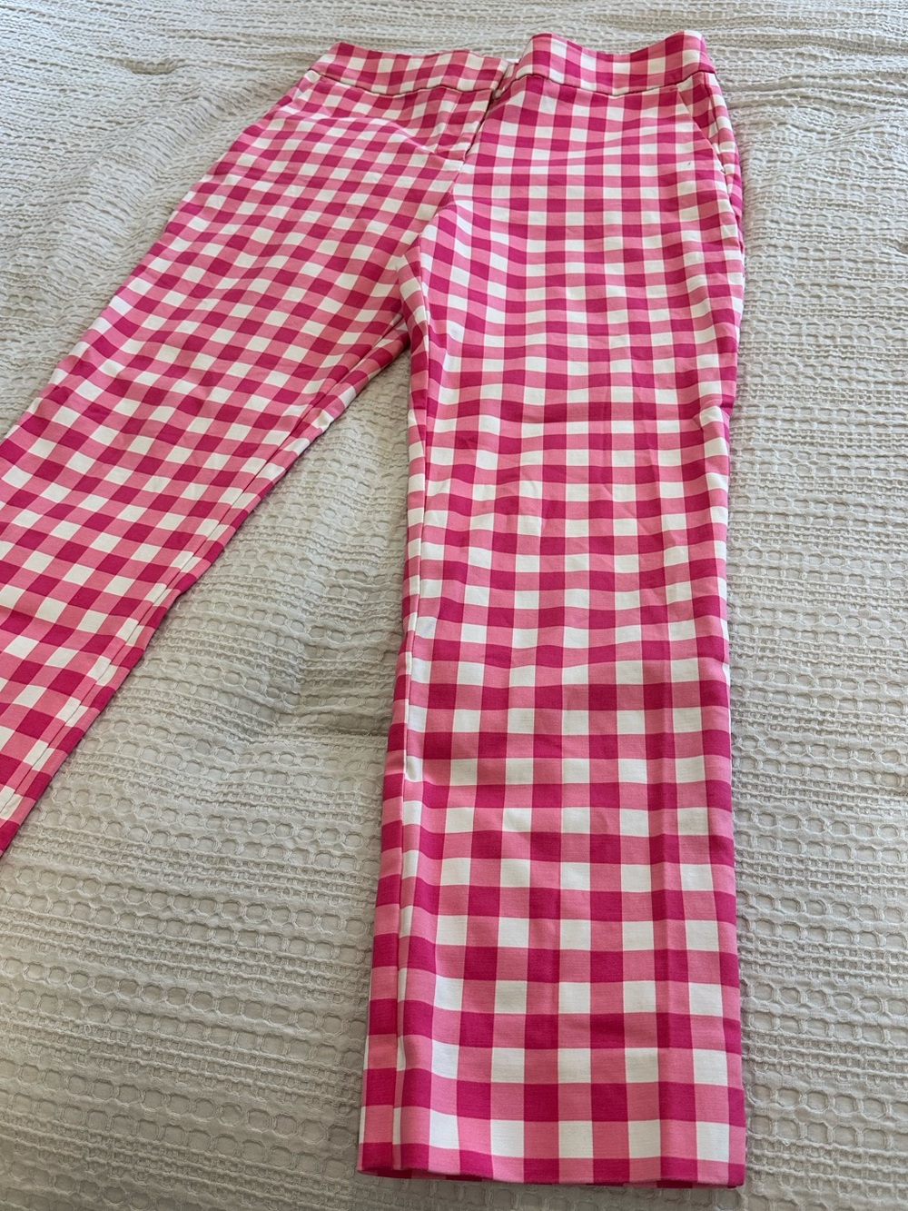 Boden Women’s Bright Pink Gingham Checkered Trouser Mid Rise Ankle Pants Size 6 - Picture 3 of 13